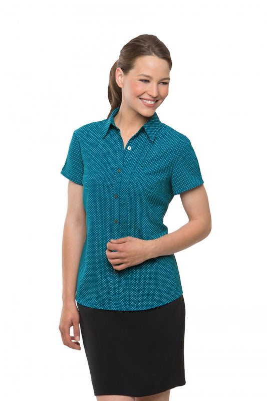 Stretch Spot Blouse Short Sleeve