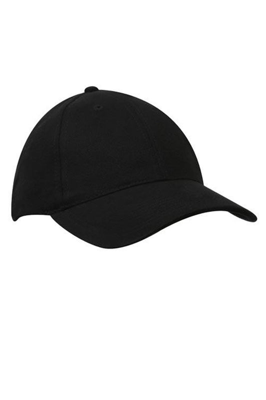 6 Panel Heavy Brushed Cotton Cap - White/Navy