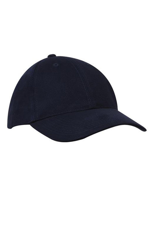 6 Panel Heavy Brushed Cotton Cap - White/Navy